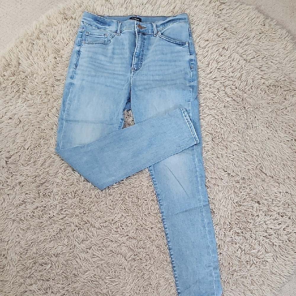 Express Women's Light Blue Skinny High-Rise Size 12 Long TALL Jeans